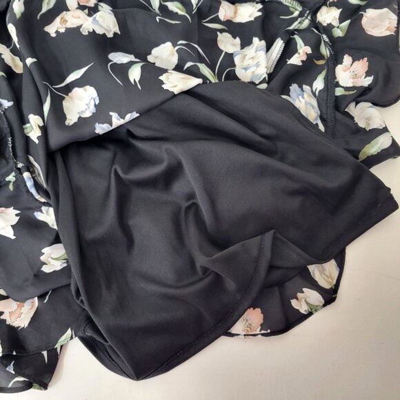 Avec Les Filles Black Floral Dress Size 4 - Picture 4 of 4